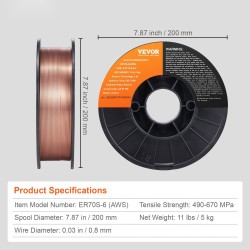 MIG-hitsauslanka kiinteä ER70S-6 0,8 mm 5 kg vähäroiskeinen suojakaasuhitsaukseen hiiliteräkselle