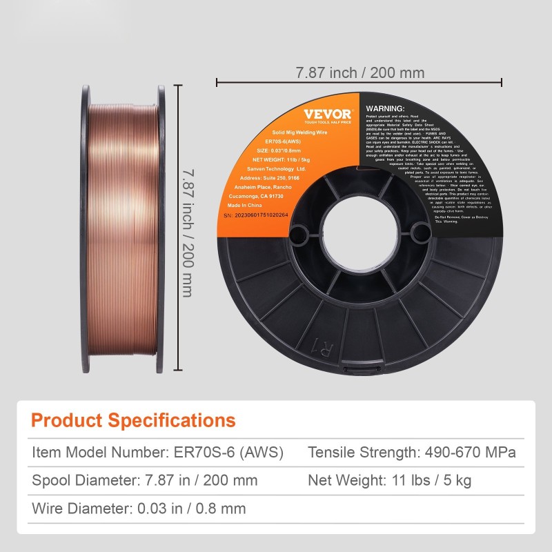MIG-hitsauslanka kiinteä ER70S-6 0,8 mm 5 kg vähäroiskeinen suojakaasuhitsaukseen hiiliteräkselle