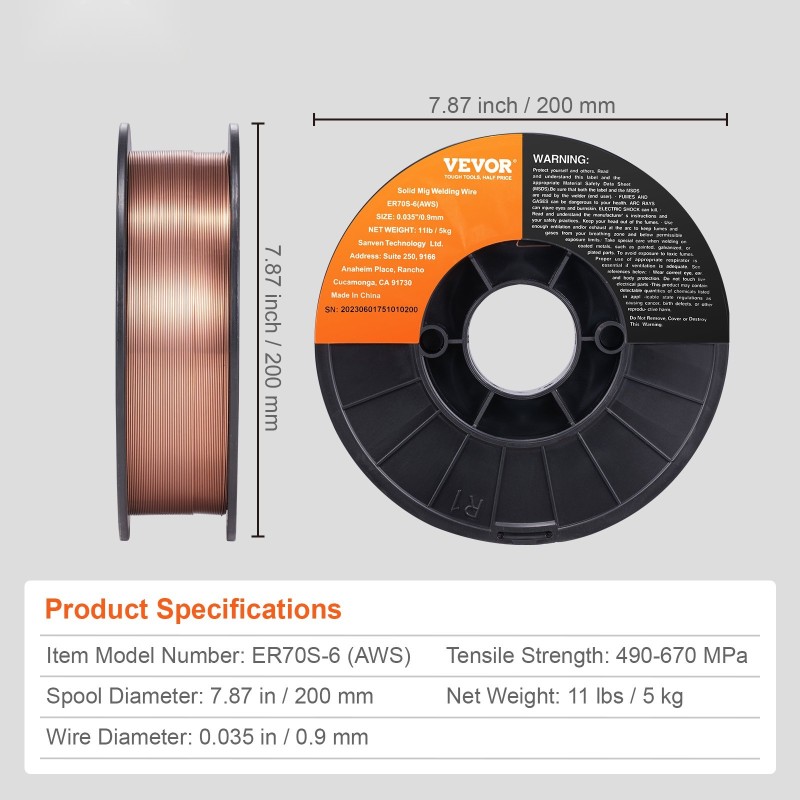 Kiinteä MIG-hitsauslanka ER70S-6 0,9 mm hiiliteräkselle 5 kg kelalla