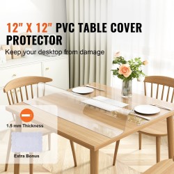 Pöydänsuoja läpinäkyvä PVC-muovinen 1,5 mm neliö 305x305 mm