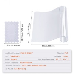 Pöydänsuoja läpinäkyvä PVC-muovinen 1,5 mm neliö 305x305 mm
