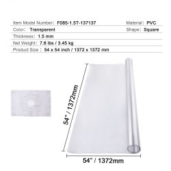 Pöydänsuoja PVC-muovinen neliö 1372x1372 mm 1,5 mm läpinäkyvä