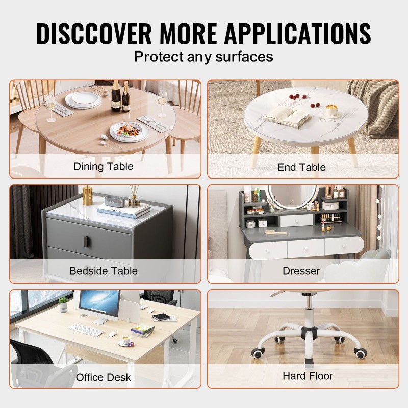 PVC pöydänsuojus pyöreä halkaisija 1219 mm 2 mm läpinäkyvä