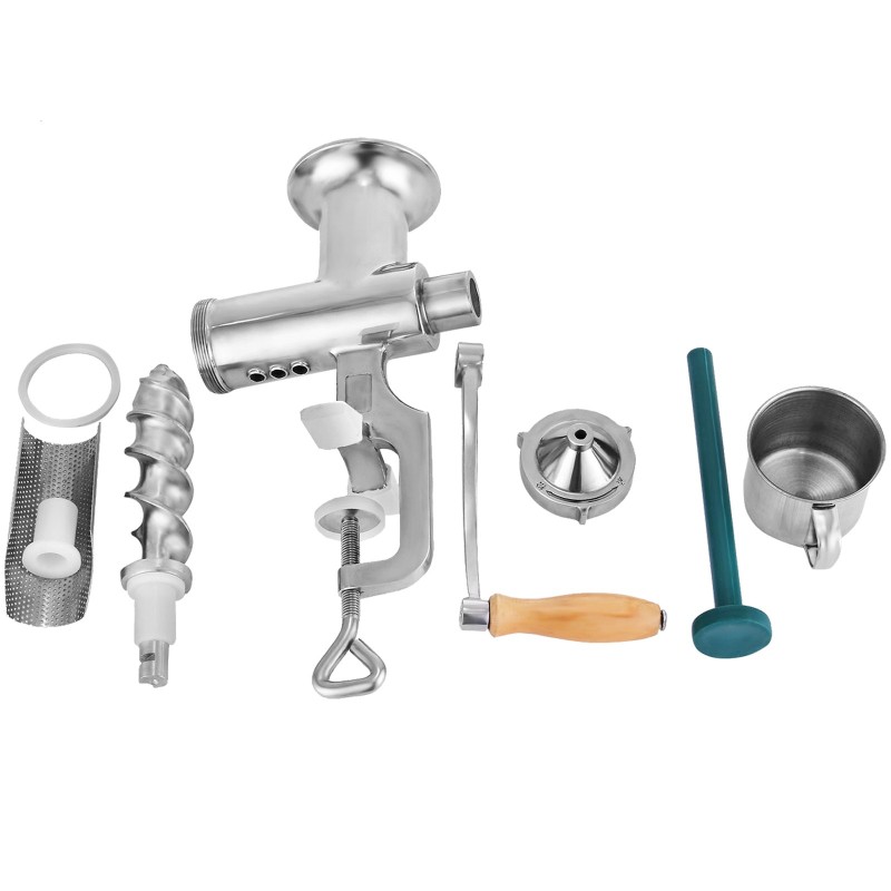 Manuaalinen vehnänorasmehupuristin 304 ruostumatonta terästä 86 mm syöttöaukolla irrotettavalla puukahvalla pöytäkiinnikkeellä