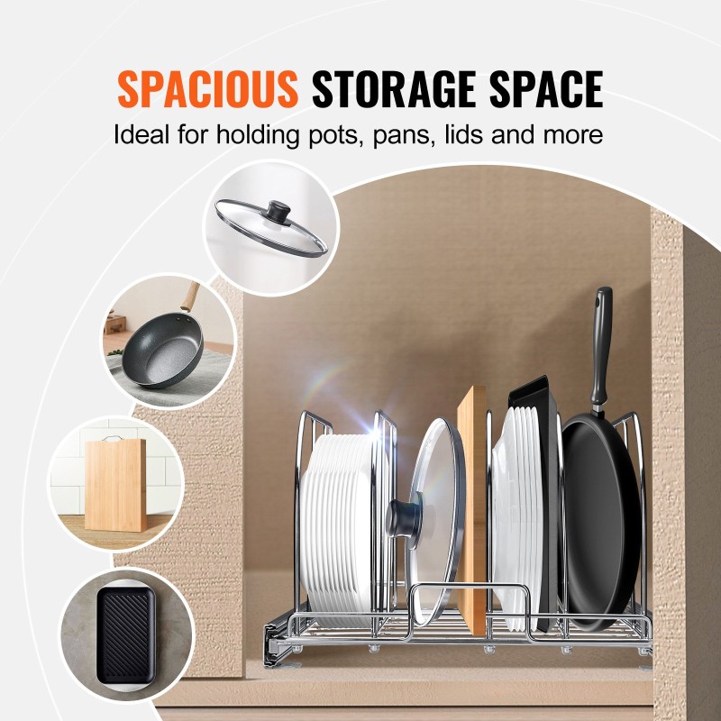 Vedettävä kattila- ja pannuhylly kaappiin hiiliteräs säädettävät lankajakajat