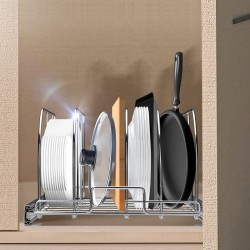 Vedettävä kattila- ja pannuhylly kaappiin hiiliteräs säädettävät lankajakajat