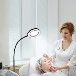 Suurennuslattialamppu 5-kertainen lasilinssi 110 mm säädettävä korkeus joustava varsi