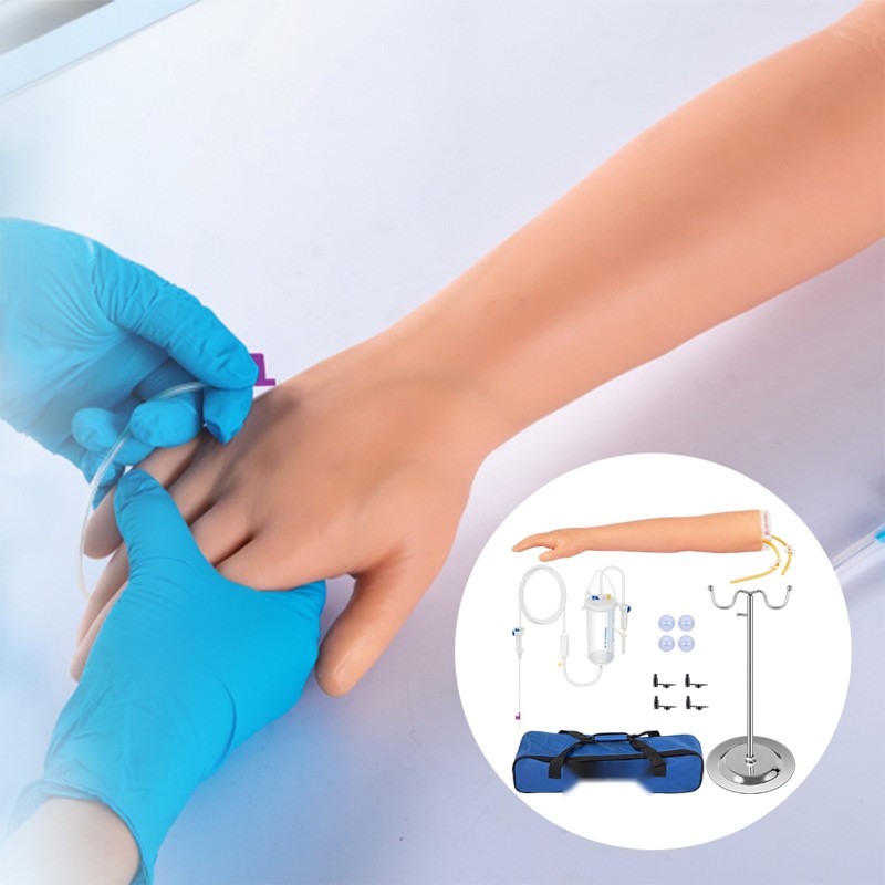 Harjoittelukäsi kanylointiin ja verinäytteenottoon lateksiverisuonet vaihdettavat osat säädettävä teline kuljetuslaukku