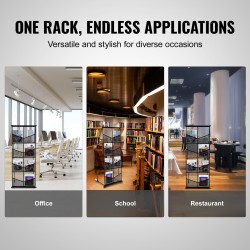 Lattiamallinen esiteteline neljällä tasolla kahdeksalle A4-esitteelle kevyt kantolaukku mukana