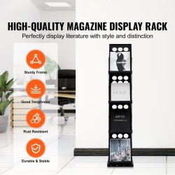 Esiteteline kokoontaitettava nelitasoinen A4-kokoisille esitteille kantolaukulla kevyt viiden kilogramman kantavuus