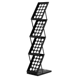 Esiteteline kokoontaitettava nelitasoinen A4-kokoisille esitteille kantolaukulla kevyt viiden kilogramman kantavuus