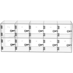 Puhelinsäilytyslokero akryyli 10 lokeroa läpinäkyvä seinä tai pöytäasennus lukot ja avaimet