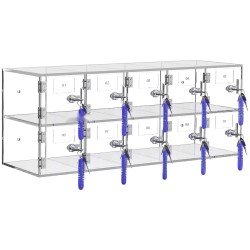Puhelinsäilytyslokero akryyli 10 lokeroa läpinäkyvä seinä tai pöytäasennus lukot ja avaimet