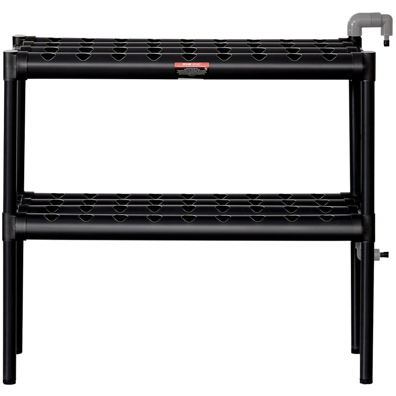 Hydroponinen PVC kasvatusjärjestelmä 72 kasvupaikkaa 2 kerrosta tummanharmaa ajastimella korit sienet