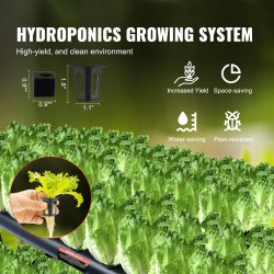 Hydroponinen PVC-kasvatusjärjestelmä 108 kasvupaikkaa 3 kerrosta tummanharmaa ajastinpumppu korit sienet