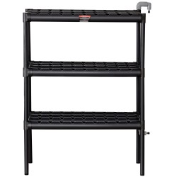 Hydroponinen PVC-kasvatusjärjestelmä 108 kasvupaikkaa 3 kerrosta tummanharmaa ajastinpumppu korit sienet