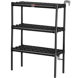 Hydroponinen PVC-kasvatusjärjestelmä 108 kasvupaikkaa 3 kerrosta tummanharmaa ajastinpumppu korit sienet