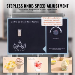 Jäätelösekoitin ruostumattomasta teräksestä 400 W portaattomalla nopeudensäätimellä kolmella käsikupilla