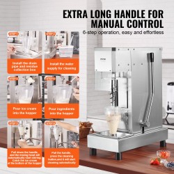 Jäätelösekoitin 304-ruostumatonta terästä 750W 1740r/min ammattikäyttöön muovisuojakupulla roiskeastiolla