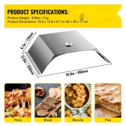 Pizzauunisarja ruostumatonta terästä 33 cm kordieriittinen pizzakivi sopii 22-tuumaisiin grilleihin