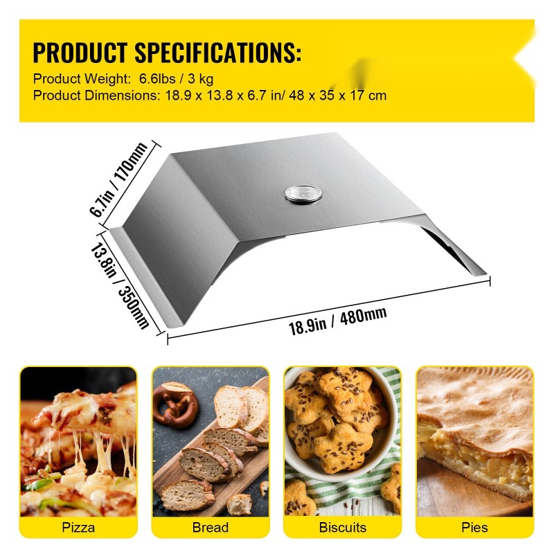 Pizzauunisarja ruostumatonta terästä 33 cm kordieriittinen pizzakivi sopii 22-tuumaisiin grilleihin