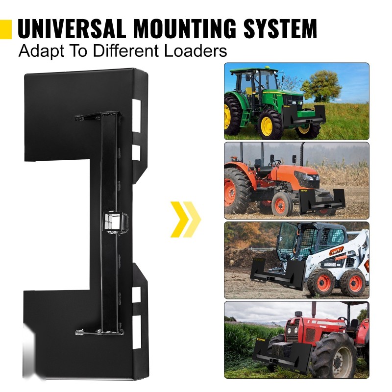 Pikaliitäntälevy seosteräksestä 0,64 senttimetriä paksu 3000 paunan kantavuus liukuohjattuihin kuormaajiin