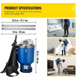 Reppuimuri 4 l 1000 W kaksivaiheisella HEPA-suodatuksella 6,1 kg teleskooppiputkella