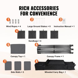 Paviljonkiteltta hiiliteräsrunko 500D PU hopeakangas 304,8 x 304,8 cm tummanharmaa sivuseinillä