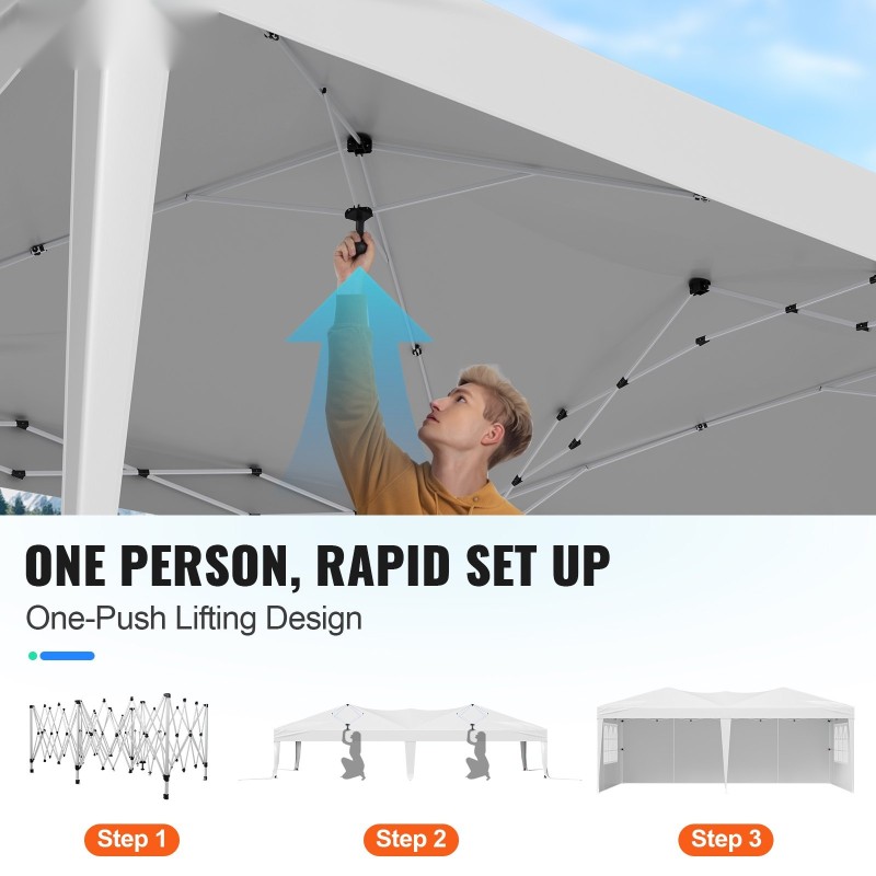 Kokoontaittuva katos rautaputkirunko 5,9 x 2,96 m kahdella ikkunalla