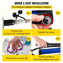 Erotettava hydraulinen letkupuristin alumiiniseosrunko 5/16–5/8 tuuman ilmastointiletkuille seitsemän leukasarjaa