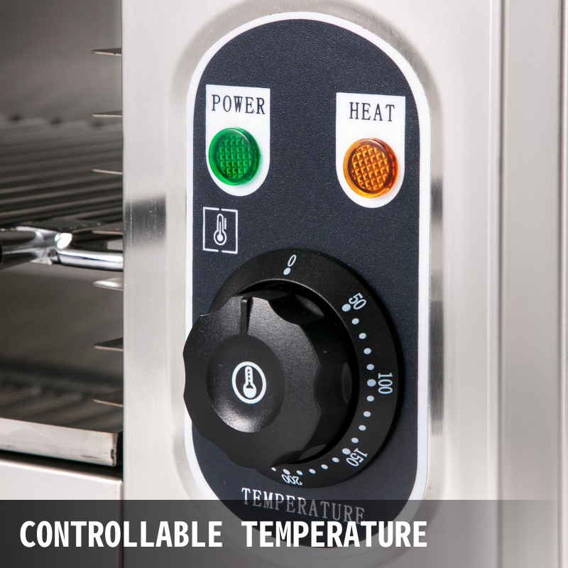 Sähköinen salamander-grilli ruostumattomasta teräksestä 2000W seinälle asennettava säädettävä ritilä 50–300 °C