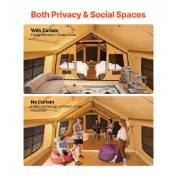 Ilmatäytteinen polyesteripuuvillateltta 8–12 hengelle neljän vuodenajan kamiinavarauksella