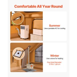 Täytettävä teltta polyesteripuuvillaa 5–8 hengelle markiisilla ja kahdella kattoikkunalla