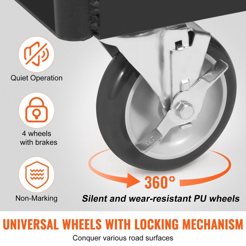 Kipsilevykärry teräsrunko 680 kg alustakoko 915 x 610 mm lukittavat pyörät