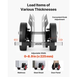 Paneelivaunu teräsrunko 453,6 kg kantavuus 25 cm kumipyörillä säädettävällä puristimella