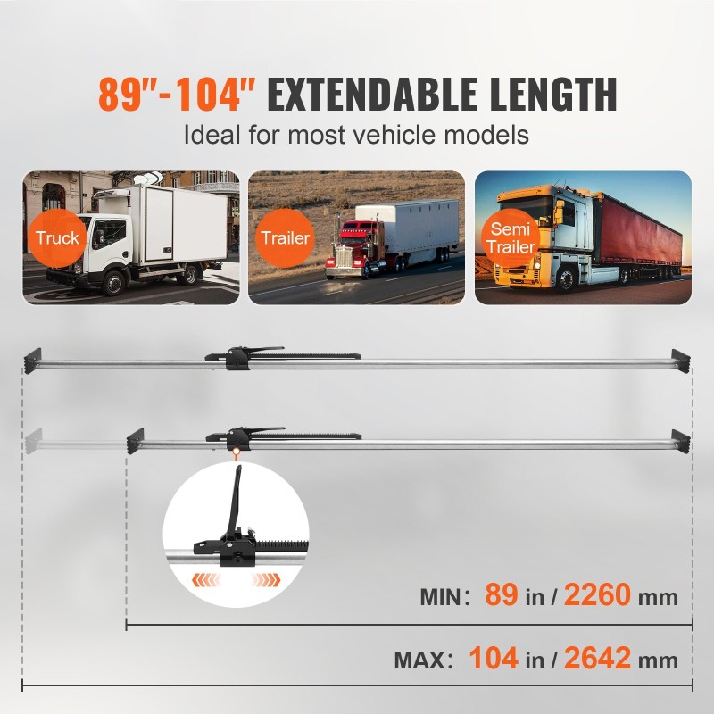 Kuormantanko säädettävä hiiliteräksinen 2260–2642 mm 140 kg 4 kpl kuorma-autoihin
