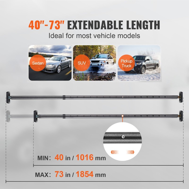 Säädettävä kuormatanko hiiliteräs 1016–1854 mm 1 kpl ajoneuvoihin