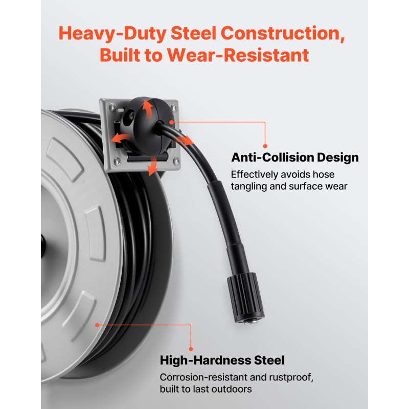 Teräksinen painepesurin letkukela 19,8 m 11,5 mm 3200 PSI