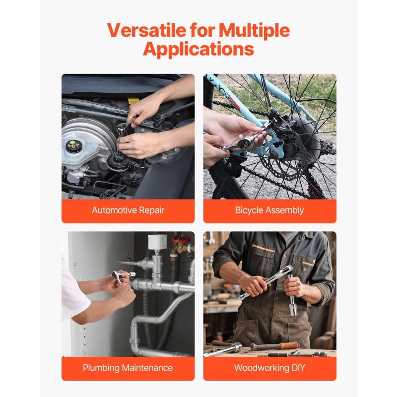 1/4-tuumainen 46-osainen hylsysarja kromipinnoitetusta CR-V-seosteräksestä SAE- ja metrisille kooille säilytyskotelolla