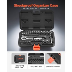 Hylsysarja 27-osainen 1/4-tuuma 6,35 mm CR-V-seosteräs auto- ja yleiskorjauksiin