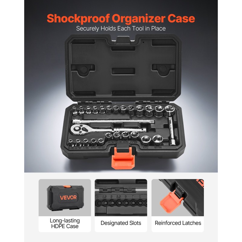 Hylsysarja 27-osainen 1/4-tuuma 6,35 mm CR-V-seosteräs auto- ja yleiskorjauksiin