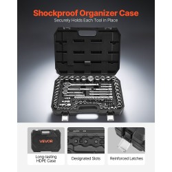 Hylsy- ja räikkäsarja 86 osaa CR-V-seosterästä 1/4 3/8 1/2 tuumaa autoihin