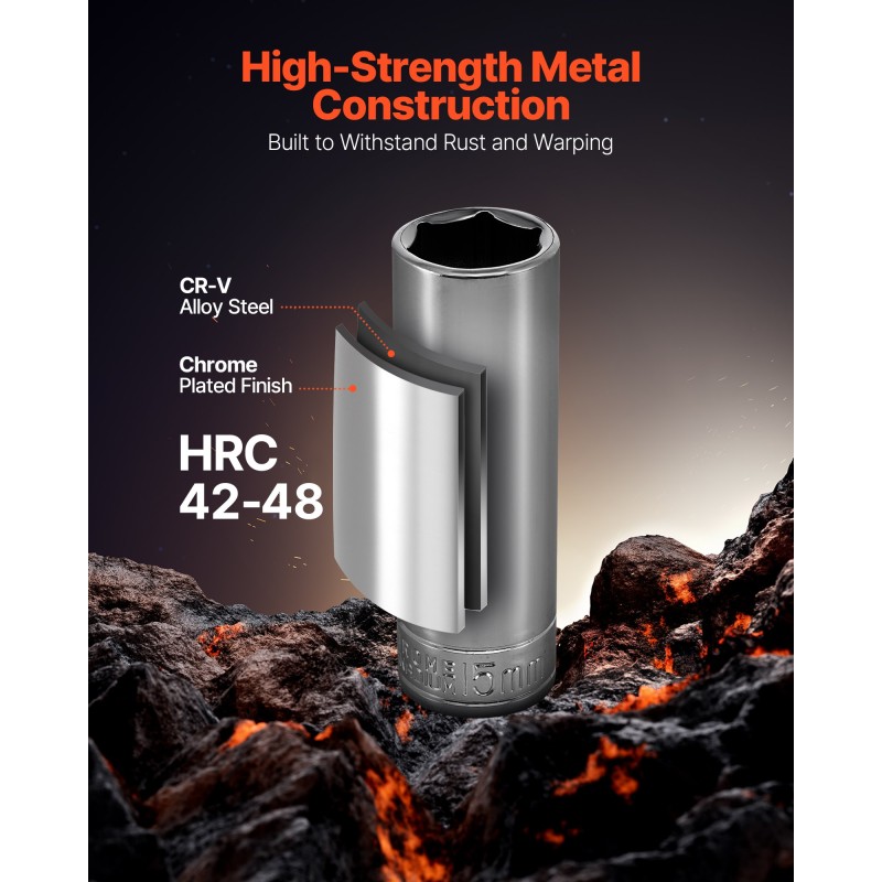 Hylsysarja 44 osaa kromivanadiiniseosteräs 9,5 mm veto tuuma- ja metrikoossa säilytyskotelolla