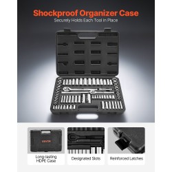 Hylsy- ja räikkäsarja 69 osaa seosteräksinen 9,5 ja 6,4 mm autohuoltoon