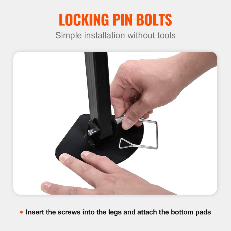 Kolmijalkatuki teräs 2,27 tonnin kantavuus säädettävä 35–57 tuumaa viidennen pyörän vaunuille