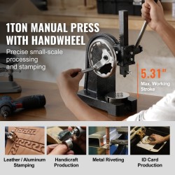 Pöytämallinen valurautainen käsiprässi 150 mm isku puristus ja muovaustöihin