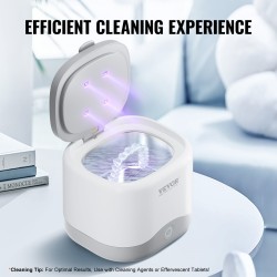 Ultraäänipesuri 200 ml 30W 45kHz SUS304 sisäaltaalla UV sterilointi proteeseille ja koruille