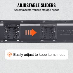 Seinäasennettava työkaluteline hiiliteräksestä neljä kiskoa ja kymmenen säädettävää koukkua puutarha ja autotallikäyttöön