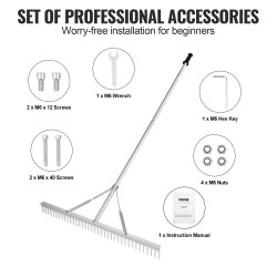 Maisemaharava alumiiniseoksesta 915 mm leveä haravapää 1915 mm varsi 37 piikkiä