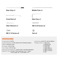 Maisemaharava alumiiniseoksesta 915 mm leveä haravapää 1915 mm varsi 37 piikkiä